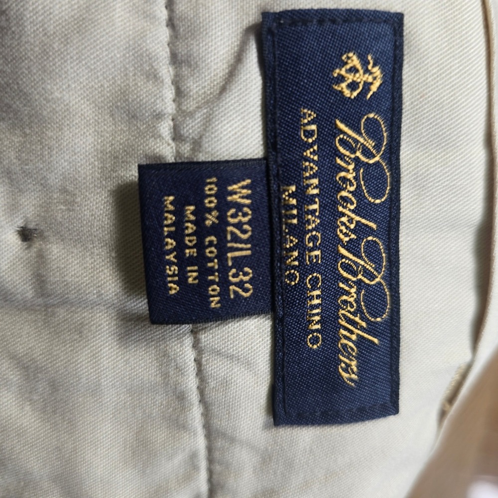 Brooks Brothers Advantage Chino Milano Slim Fit Khaki Tan Pants Mens 32x32 - Picture 6 of 6